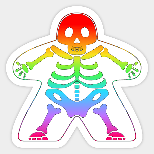 Skeleton Meeple - Rainbow Sticker by Board Game Blitz